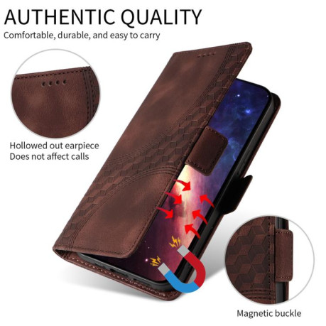 Чехол-книжка Embossed Rhombus Starry Leather для Xiaomi Redmi Note 14 4G 164.84mm - коричневый
