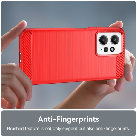 Противоударный чехол Brushed Texture Carbon Fiber на Xiaomi Redmi Note 12 4G Global - красный