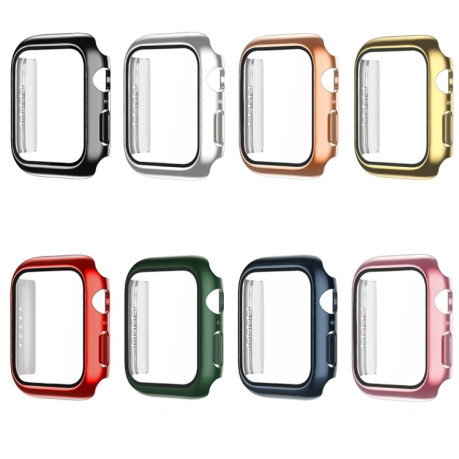 Противоударная накладка с защитным стеклом Electroplating Monochrome для Apple Watch Series 6/5/4/SE 44mm - красная