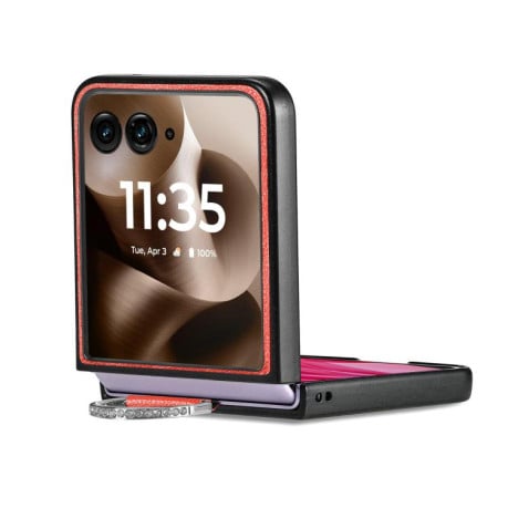 Противоударний чехол Litchi Texture на Motorola Razr 60 Ultra - оранжевий