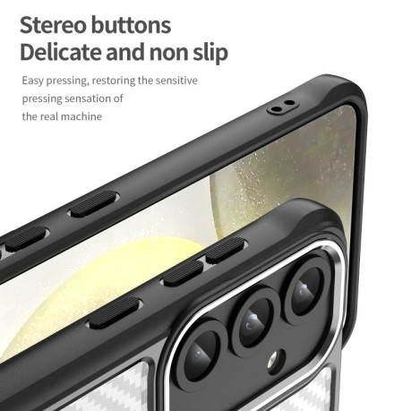 Ударозахисний чохол Carbon Fiber Texture MagSafe Translucent для Samsung Galaxy S25 5G - чорний