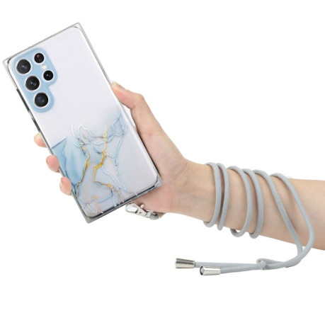 Чехол Hollow Marble Pattern with Neck для Samsung Galaxy S22 Ultra 5G - серый