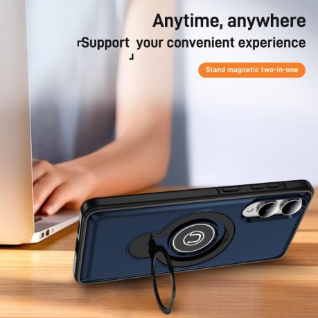 Противоударный чехол Ring Holder Magnetic на Samsung Galaxy S25 Edge 5G - синий