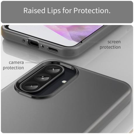 Противоударный чехол Frosted Translucent TPU Hybrid PC для Samsung Galaxy A56 5G - черный