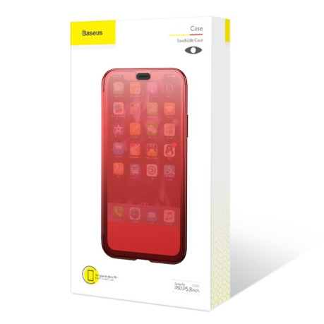 Чехол книжка Baseus Visible and Touchable Tempered Glass Case на iPhone XR-красный