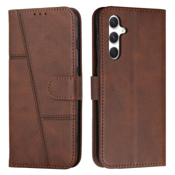 Чехол-книжка со строчкой и фактурой Calf на Samsung Galaxy A56 5G - коричневый