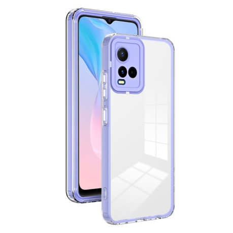 Противоударный чехол Clear Color Frame для Vivo Y21 / Y33S / Y21S / T1X 4G - фиолетовый