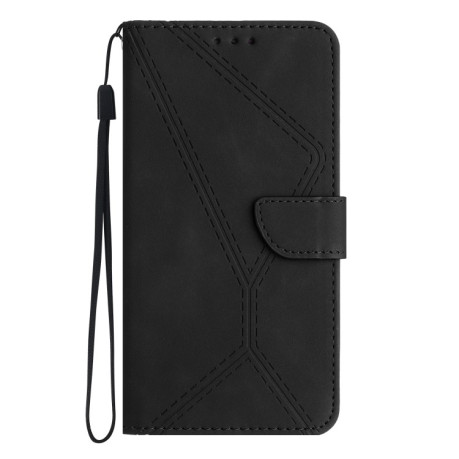 Чехол-книжка Stitching Embossed Leather для iPhone 15 Plus -черный