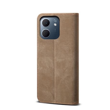 Чехол-книжка с джинсовой тканью casual на OPPO A5x 4G / 5G - хаки