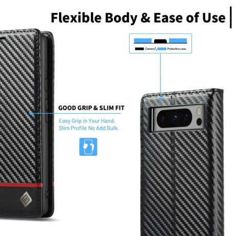 Чохол-книжка LC IMEEKE Carbon Fiber для Google Pixel 8 Pro - Black