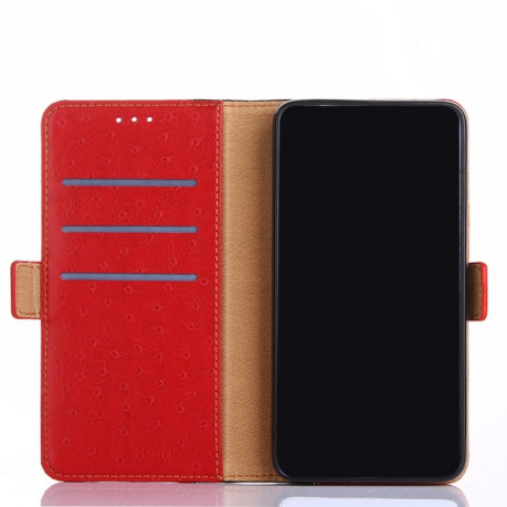 Чехол-книжка Ostrich Texture для Xiaomi Mi 11T/11T Pro - красный