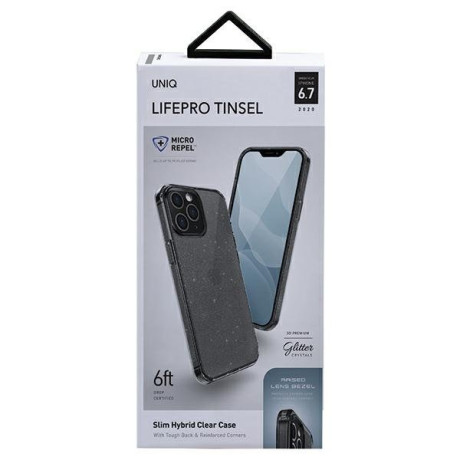 Оригінальний чохол UNIQ LifePro Tinsel на iPhone 12 Pro Max - чорний