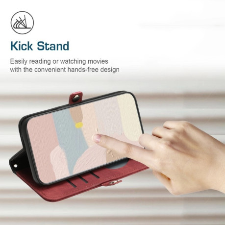 Чехол-книжка Buckle Double Fold Hand Strap Leather на OnePlus 12 - красный