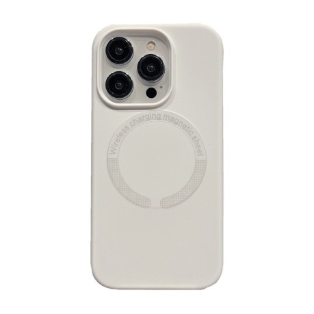 Противоударный чехол Magsafe Magnetic Silicone для iPhone 15 Pro - белый