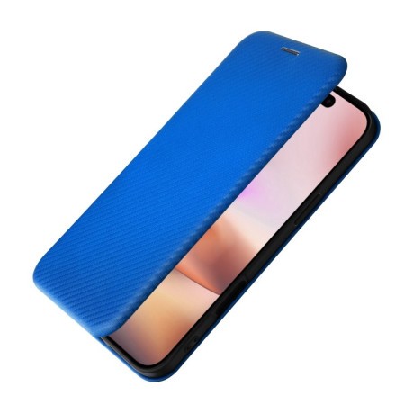Чехол-книжка Carbon Fiber Texture на iPhone 16 - синий