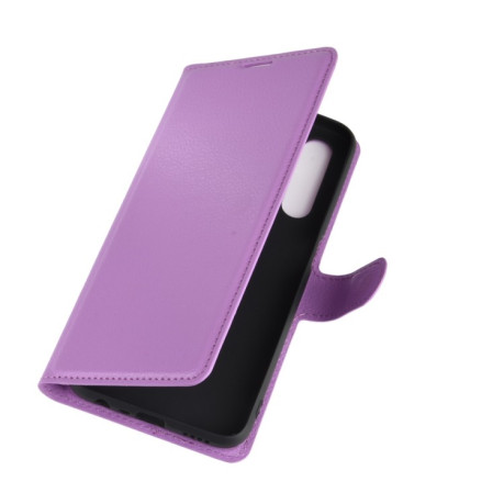 Чехол-книжка Litchi Texture на Realme 6 - фиолетовый