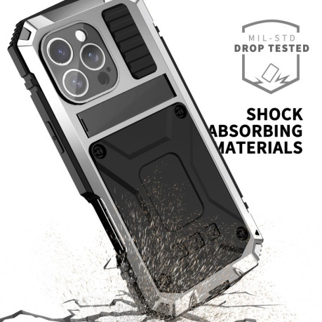 Противоударный чехол R-JUST Life Waterproof для iPhone 16 Pro  - серебристый