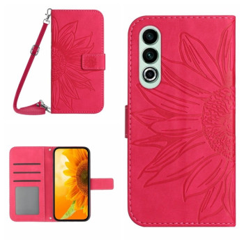 Чохол-книжка Skin Feel Sun Flower на OnePlus Nord CE 4 - пурпурно-червоний