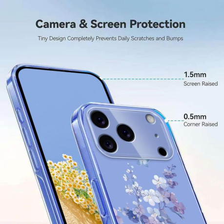 Чехол Flower Pattern Painted для iPhone 17 Pro Max - фиолетовый