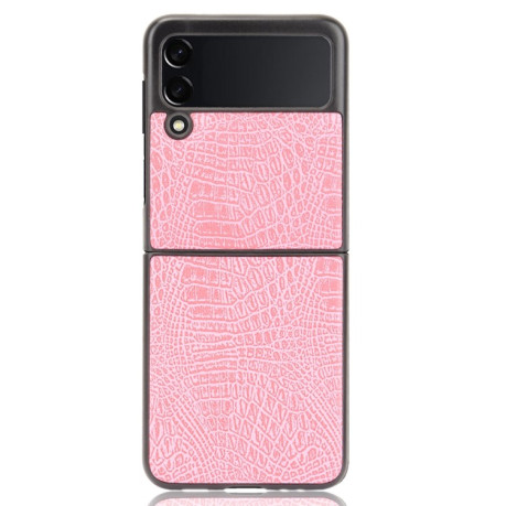 Ударопрочный чехол Crocodile Texture на Samsung Galaxy Z Flip3 5G - розовый