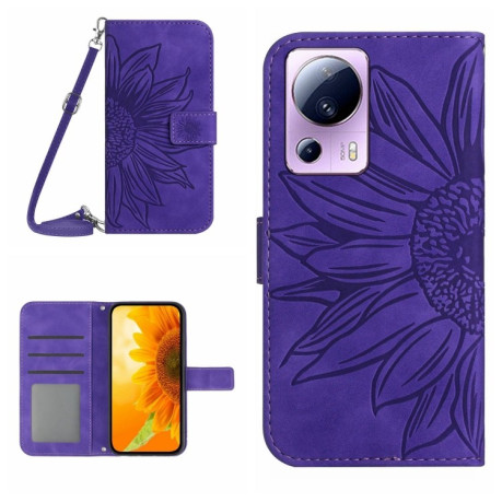 Чехол-книжка Skin Feel Sun Flower для Xiaomi 13 Lite - темно-фиолетовый