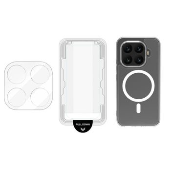 Магнітний чохол Lereach 3 в 1 з захисним склом і плівкою на камеру на Xiaomi 17T Pro 5G — прозорий