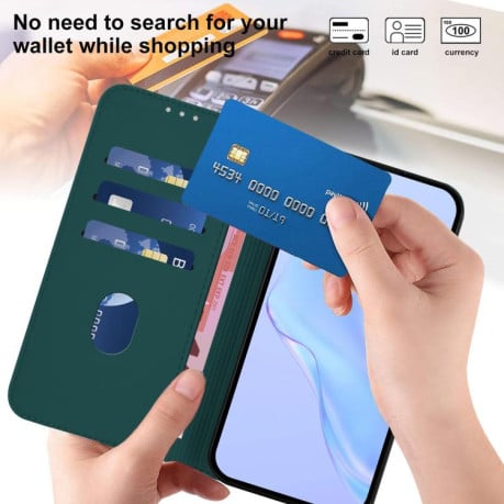 Чехол-книжка с мягким покрытием (Skin Feel) со шнурком на Samsung Galaxy A07 4G - зеленый