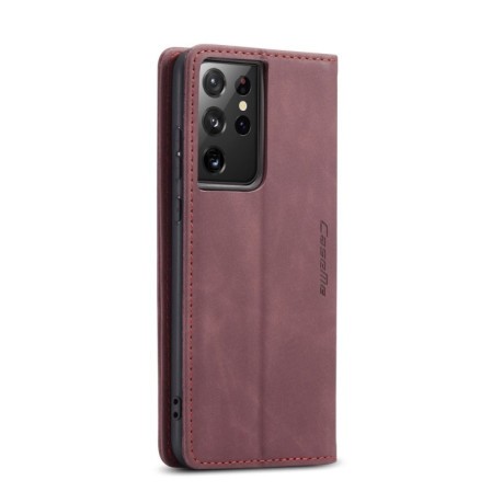 Чехол-книжка CaseMe-013 Multifunctional на Samsung Galaxy S21 Ultra - винно-красный