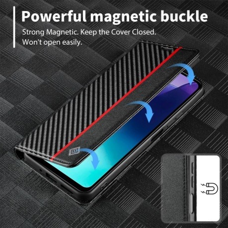 Чохол-книжка LCIMEEKE Carbon Fiber для Xiaomi Redmi 14C 4G/Poco C75/Redmi A4 5G - Black