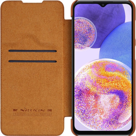 Кожаный чехол-книжка Nillkin Qin Series для Samsung Galaxy A23 4G - коричневый