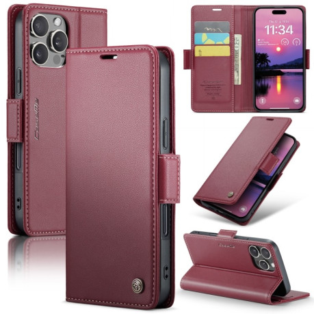 Чехол-книжка CaseMe 023 Butterfly Buckle Litchi Texture RFID Anti-theft Leather для iPhone 16 Pro - красный