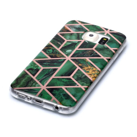 Чехол Plating Marble Pattern для Samsung Galaxy S6 edge - зеленый