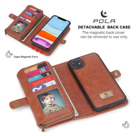 Чохол-гаманець POLA Multi-function для iPhone 11 - коричневий