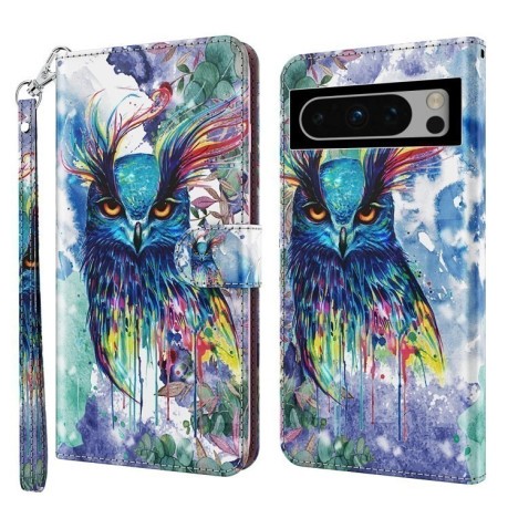 Чехол-книжка 3D Painting для Google Pixel 8 Pro - Owl