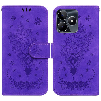 Чехол-книжка Butterfly Rose Embossed для Realme C53/C51 / Narzo N53 - фиолетовый