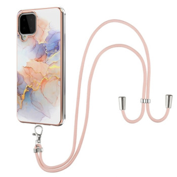 Протиударний чохол Electroplating with Lanyard Samsung Galaxy M32/A22 4G - Milky Way White Marble