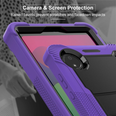 Чохол Silicone Hybrid PC Tablet Case with Holder &amp; Shoulder Strap для Xiaomi Redmi Pad SE 8.7 - Black + Purple