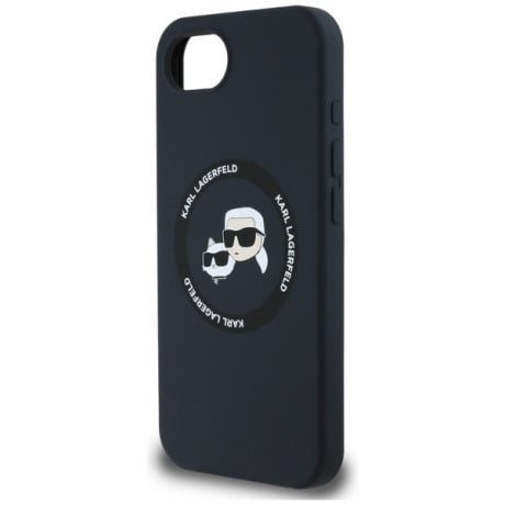 Оригинальный силиконовый чехол Karl Lagerfeld Karl &amp; Choupette MagSafe для iPhone 16e - Black