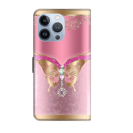 Чохол-книжка Crystal 3D Shockproof Protective Leather для iPhone 15 Pro Max - Pink Bottom Butterfly