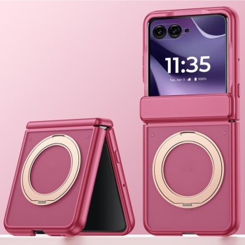 Матований чохол Escase із софт-тач покриттям та поворотним кільцем на Motorola Razr 70 Ultra — червоний