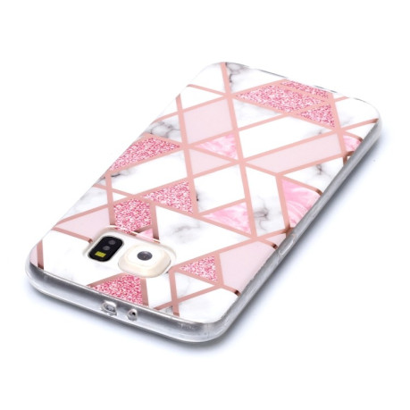 Чохол Plating Marble Pattern для Samsung Galaxy S6 Edge - рожевий