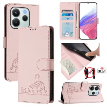 Чохол-книжка Cat Embossing Pattern на Xiaomi Redmi Note 14 4G 164.84mm - рожевий