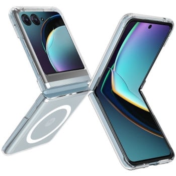 Акриловый противоударный чехол Magsafe Scratchproof Acrylic TPU для Motorola Razr 50 - прозрачный