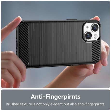 Чохол протиударний Brushed Texture Carbon Fiber на iPhone 15 - чорний
