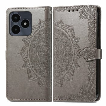 Чохол-книжка Mandala Embossing Pattern на Realme Note 50 - сірий