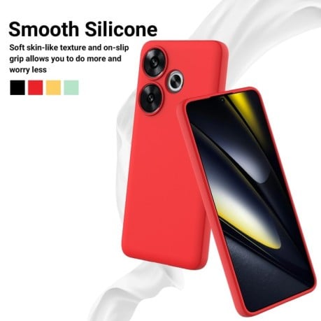 Силиконовый чехол Solid Color Liquid Silicone на Xiaomi Poco F6 - красный