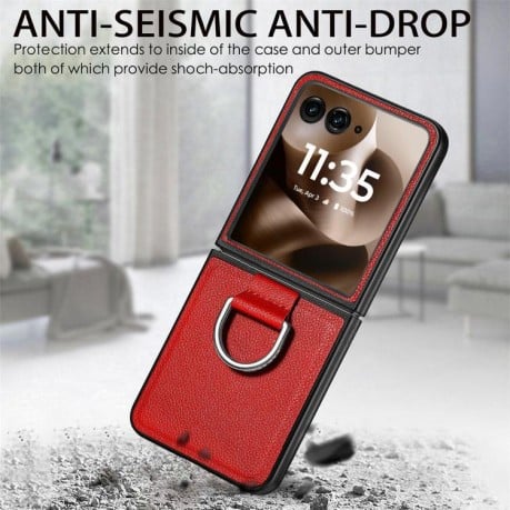 Противоударный чехол Litchi Texture на Motorola Razr 60 Ultra - красный