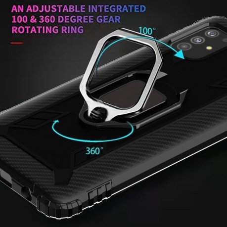 Протиударний чохол Carbon Fiber Rotating Ring Samsung Galaxy A21S - чорний