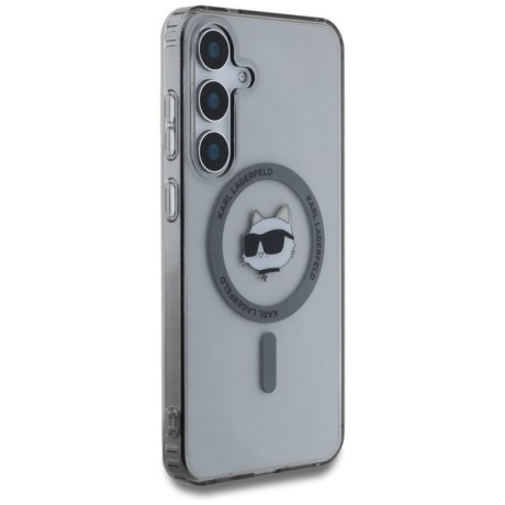 Оригинальный чехол Karl Lagerfeld Button Choupette Head Printed Logo MagSafe для Samsung Galaxy S25 - Black
