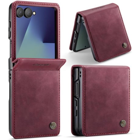 Чохол-книжка CaseMe 033 із фактурою Calf та захистом від сканування RFID на Samsung Galaxy Filp 7 5G - червоний